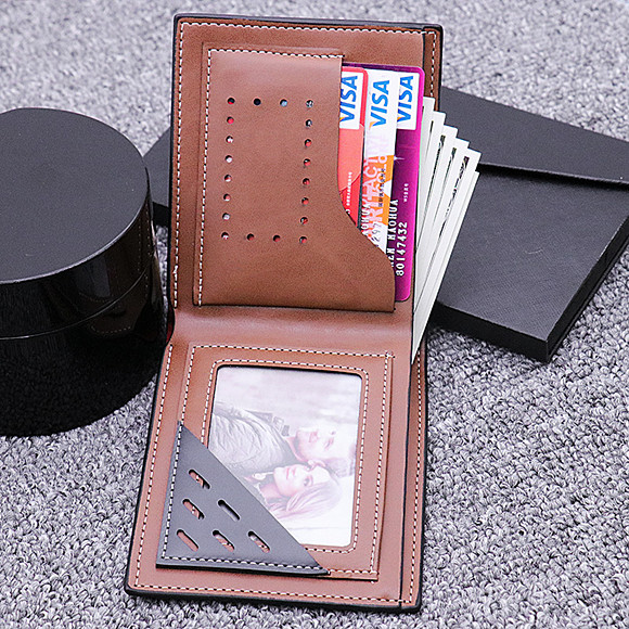 Photo Leather Men's Dark Brown Wallet