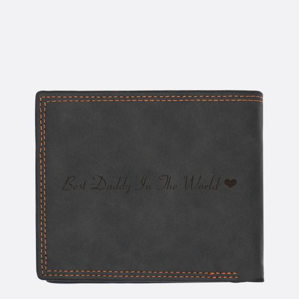 Personalized Vintage Soft Leather Men's Trifold Wallet Black