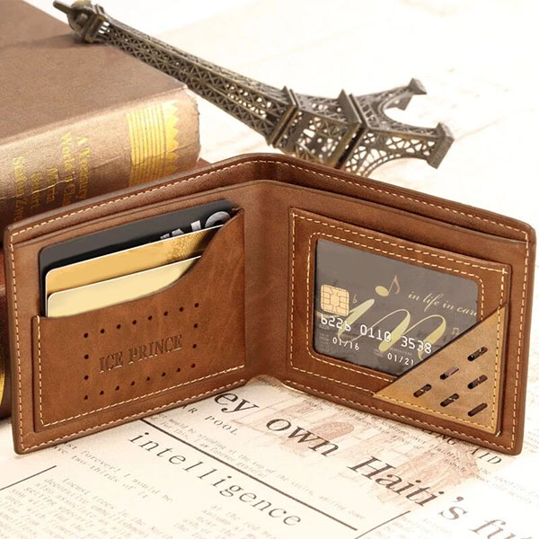 Photo Leather Men's Wallet - Brown