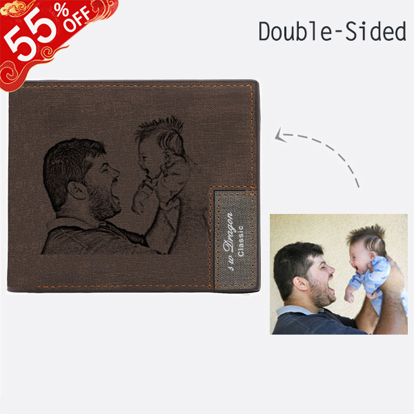 Personalized Double-Side Photo Men's Dark Brown Wallet