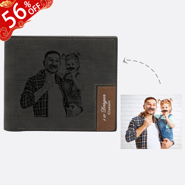 Personalized Photo Men's Black Wallet