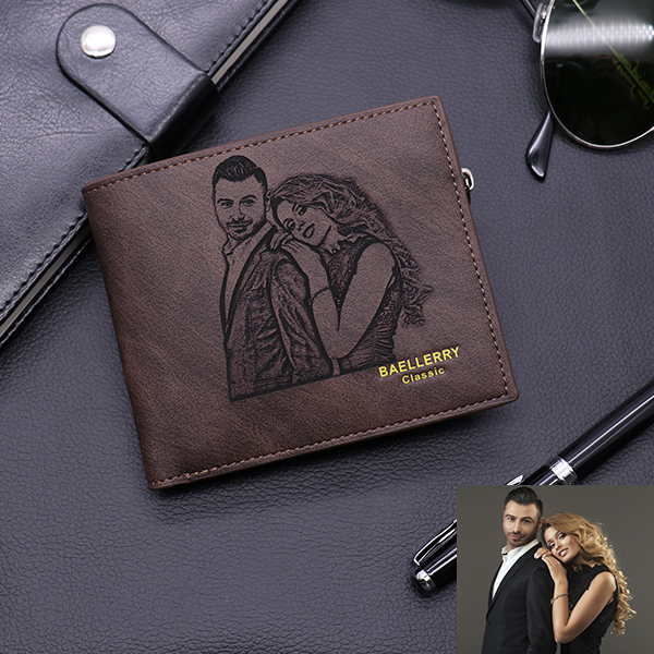 Custom Photo Men's Leather Tri-fold Wallet