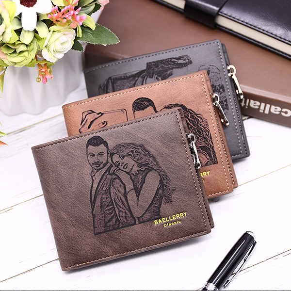 Custom Photo Men's Leather Tri-fold Wallet
