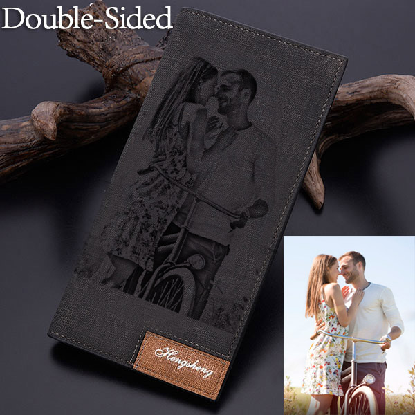 Personalized Double-Sided Photo Black Wallet