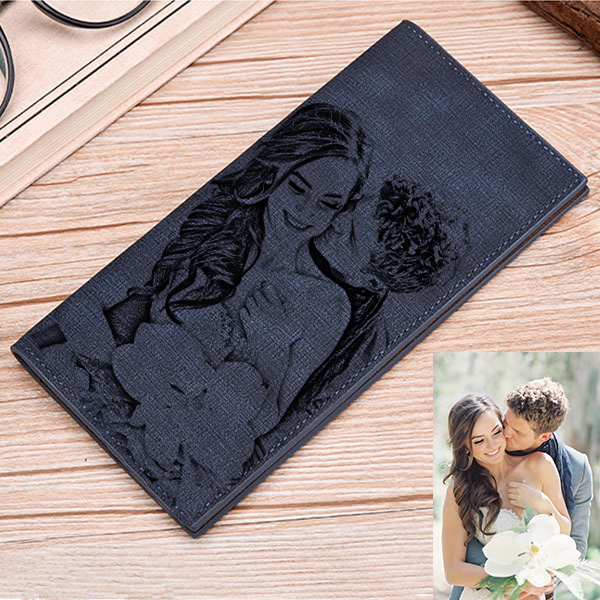 Double-Sided Photo Blue Wallet