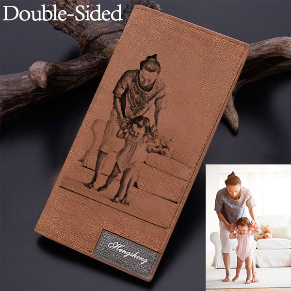 Personalized Double-Sided Photo Brown Wallet