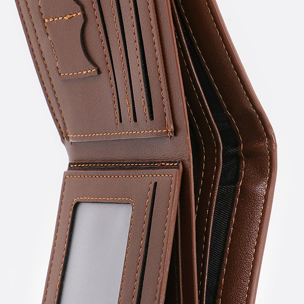 Double-Sided Photo Leather Men's Trifold Wallet