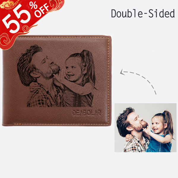 Personalized Double-Sided Photo Leather Men's Trifold Wallet