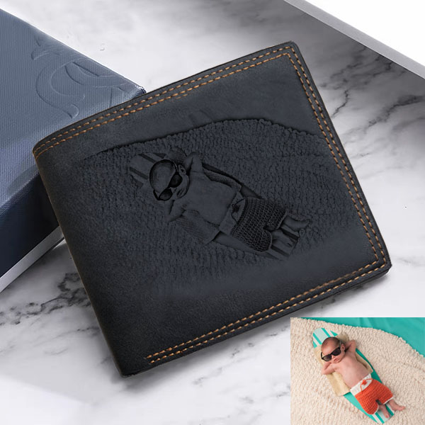Double-Sided Photo Vintage Soft Leather Men's Trifold Wallet Back