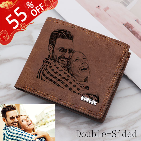 Personalized Double-Sided Photo Vintage Soft Leather Men's Trifold Wallet