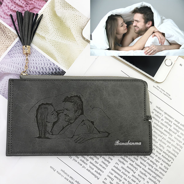Personalized Photo Genuine Leather Hand-Held Wallet