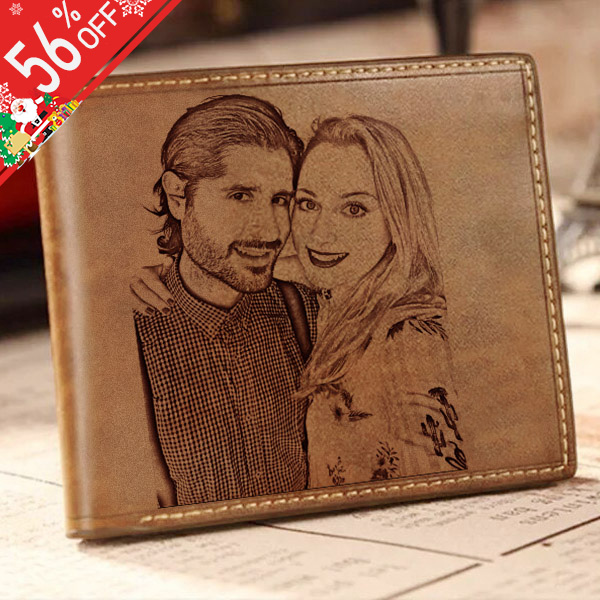 Personalized Photo Leather Men's Wallet - Brown