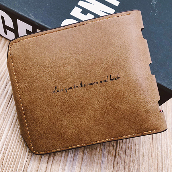 Photo Leather Men's Button Short Wallet