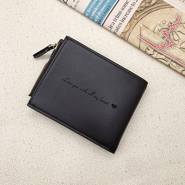 Personalized Photo Men's Leather Wallet Black