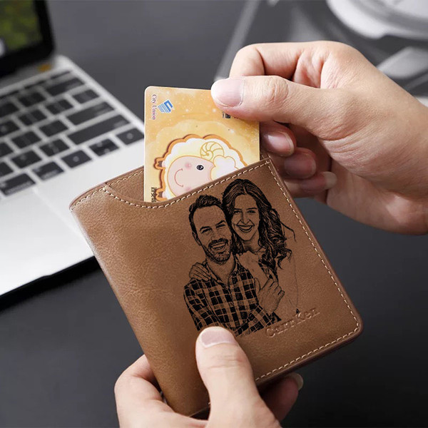 Retro Photo Men's Brown Leather Wallet