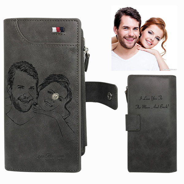 Personalized sketch photo long wallet