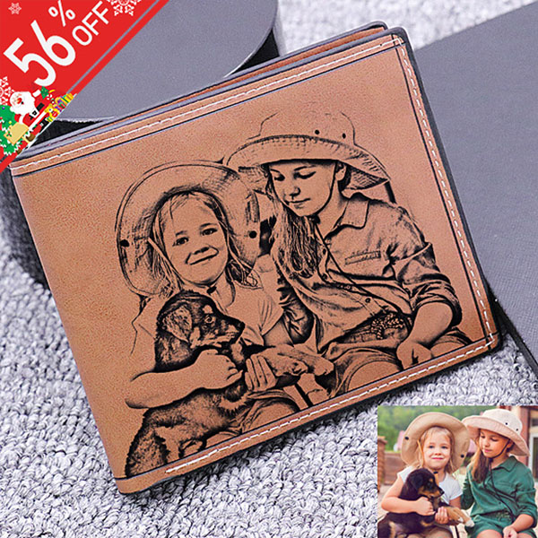 Personalized Photo Leather Men's Dark Brown Wallet