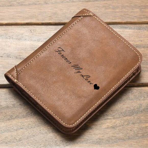 Photo Men's Leather Brown Vertical Wallet