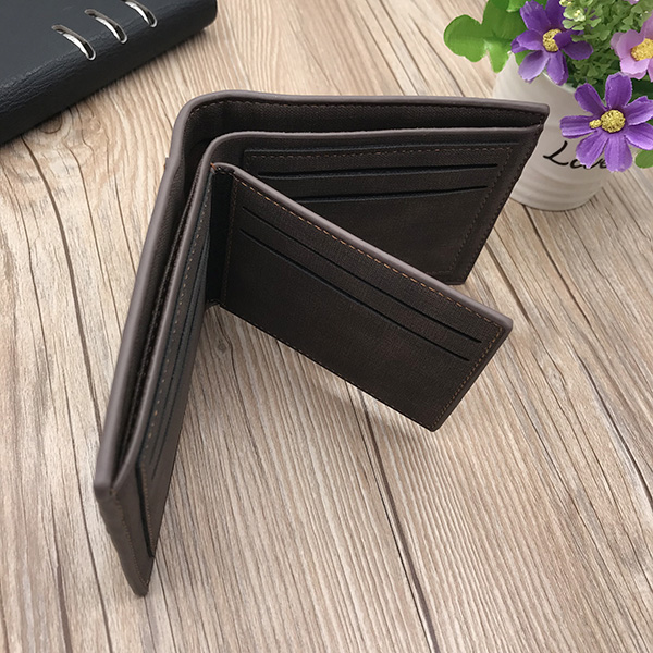 Photo Men's Tri-fold Dark Brown Wallet